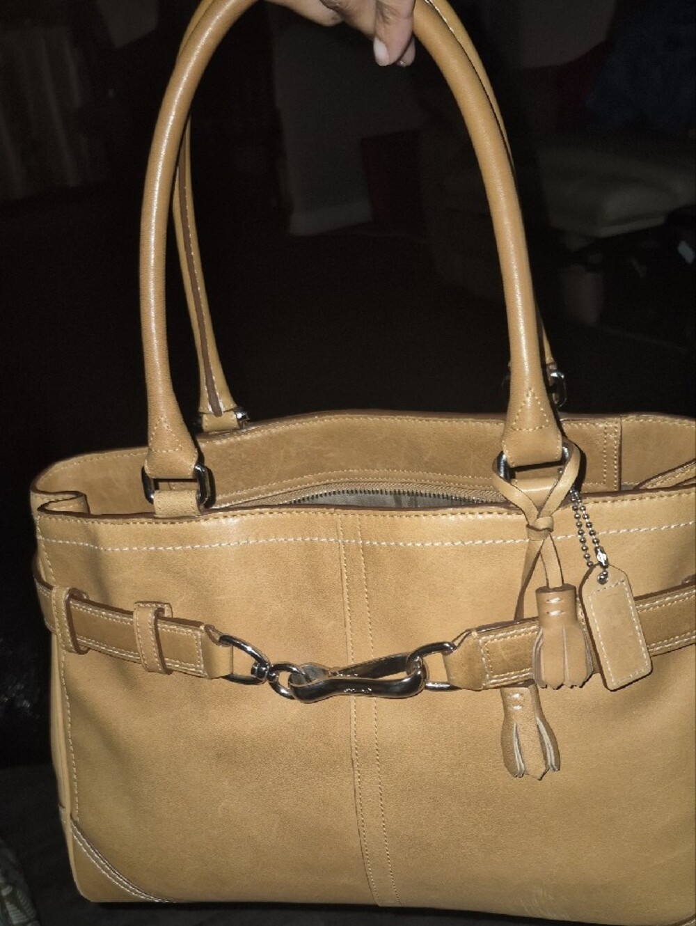 Coach Hampton Y2k Leather Shoulder Bag with Silver Horsebit Detail